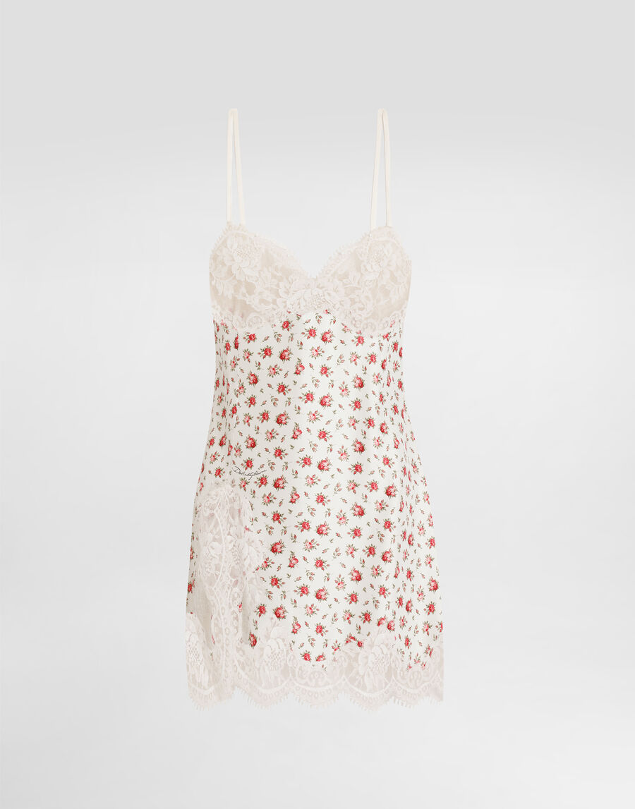 Small rose-print slip dress