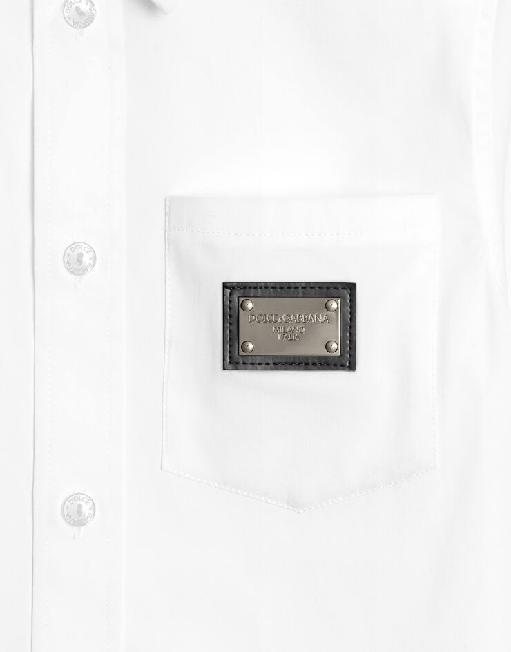 DolceGabbanaSpa Stretch poplin shirt with logo tag White L43S75FUEAJ