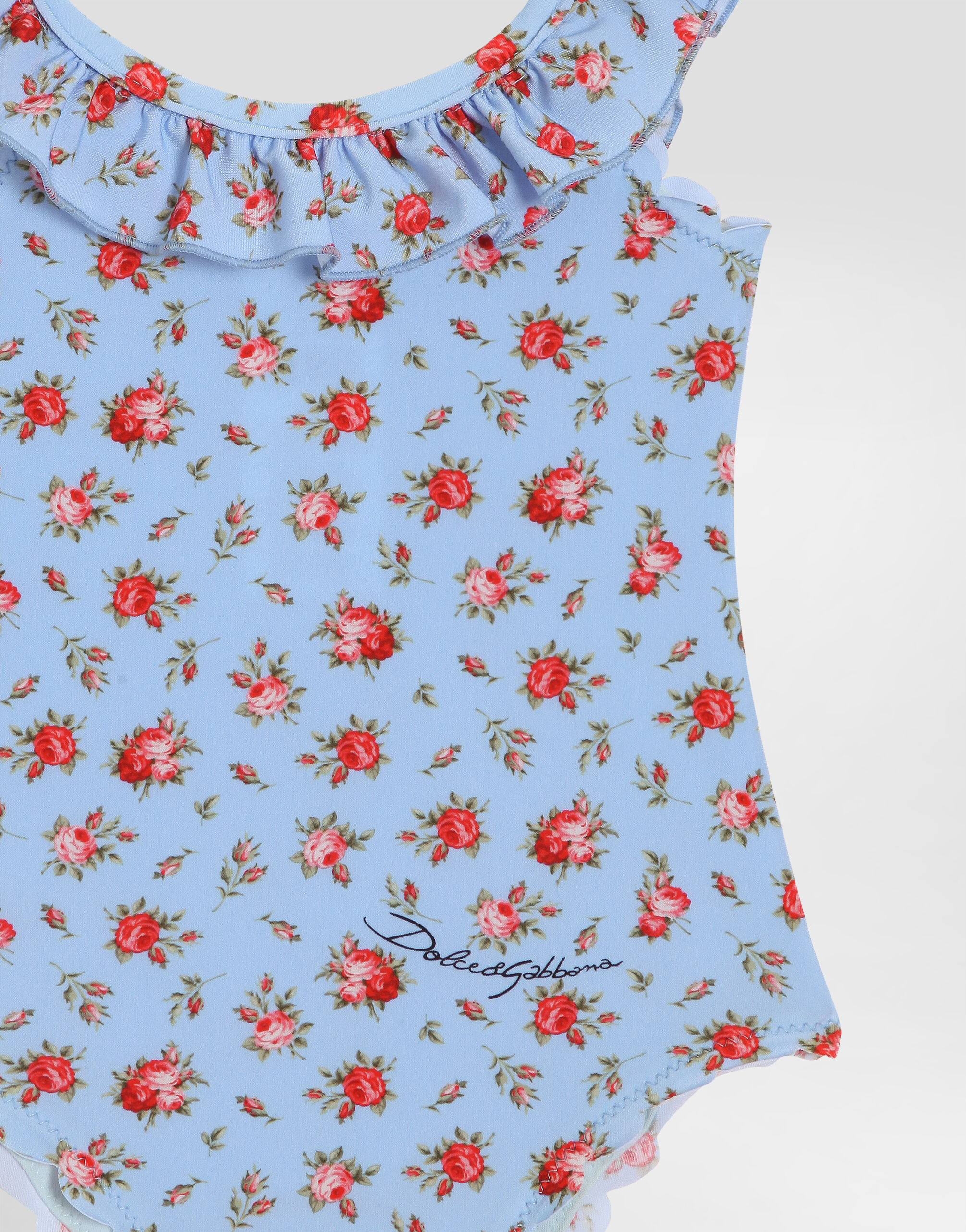 Small rose-print one-piece swimsuit in Multicolor for Girls