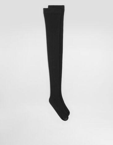 Dolce & Gabbana Ribbed stay-up socks Black FXP17TJDVCZ