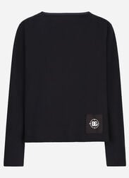 Dolce & Gabbana Boat-neck sweatshirt with Marina print Black G9AKATHU7PP