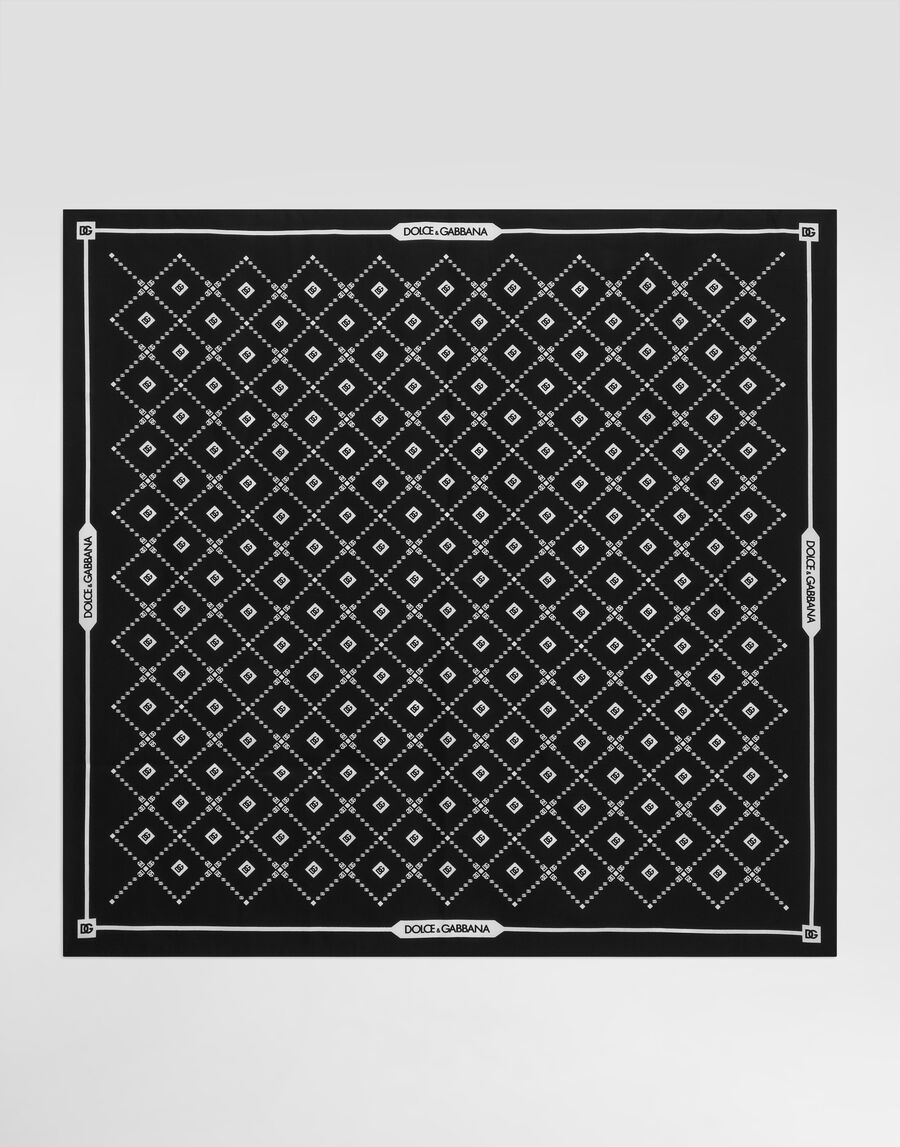 70x70 silk twill scarf with micro-design and logo