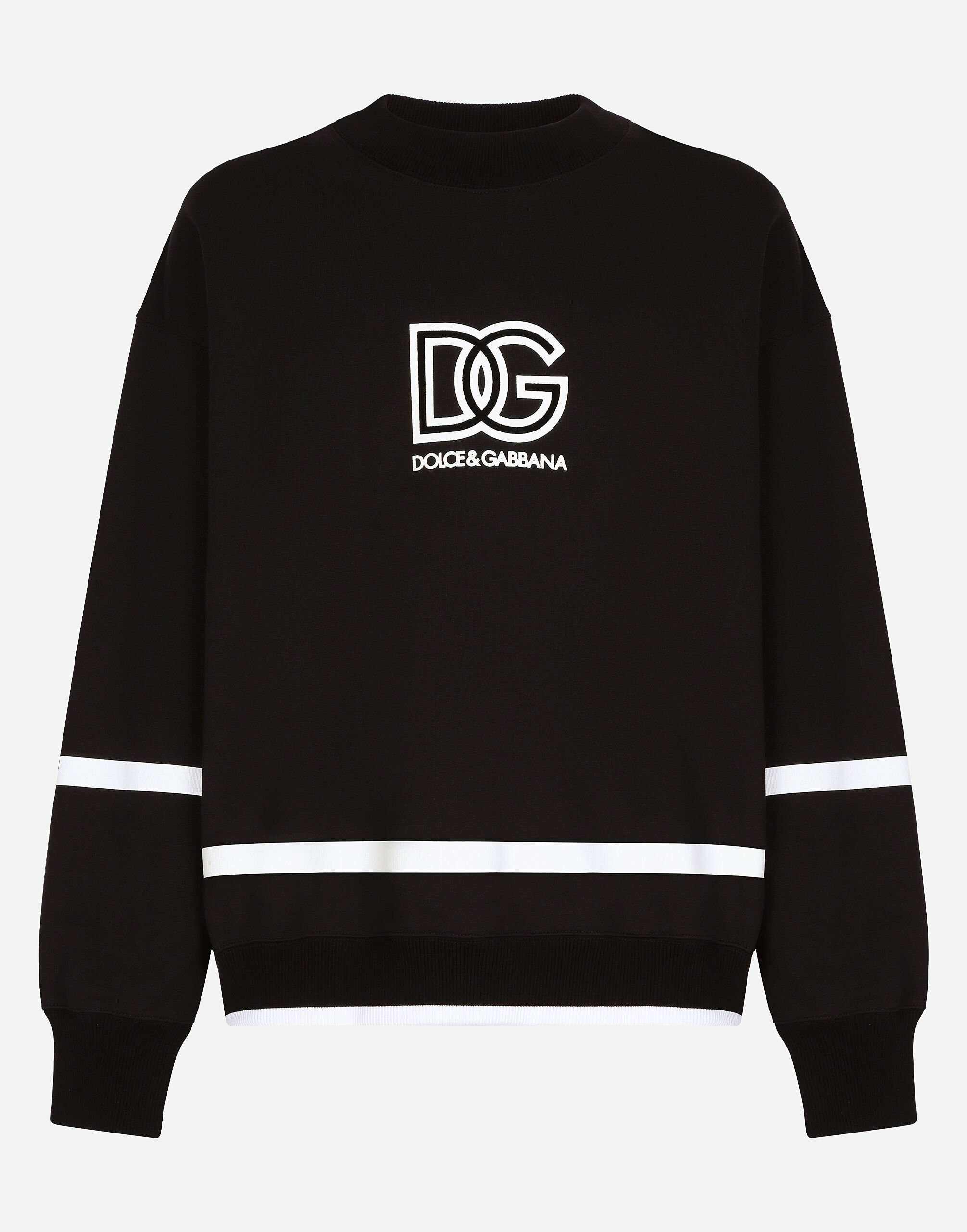 Dolce & Gabbana Round-neck sweatshirt with DG logo Black GXM96TJEMK9