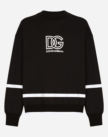 Dolce & Gabbana Round-neck sweatshirt with DG logo Black G9AKATHU7PP