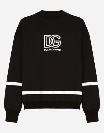 Dolce & Gabbana Round-neck sweatshirt with DG logo Black G9AKATHU7PP
