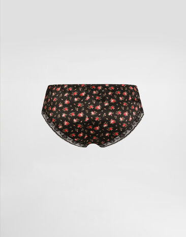 Dolce & Gabbana Small rose-print lace and satin briefs Multicolor O2D95TON0CQ