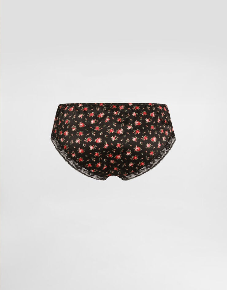 Dolce & Gabbana Braguita de raso y encaje con estampado de pequeñas rosas Multicolor O2D95TON0CQ