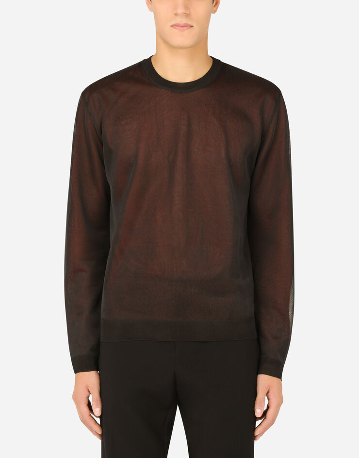 Dolce & Gabbana Round-neck technical yarn sweater Multicolor GXI18TJCMV3