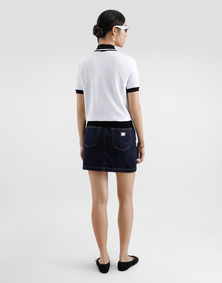 Dolce & Gabbana Polo corto de piqué de algodón con logotipo DG bordado Blanco F8V33ZGDCYF
