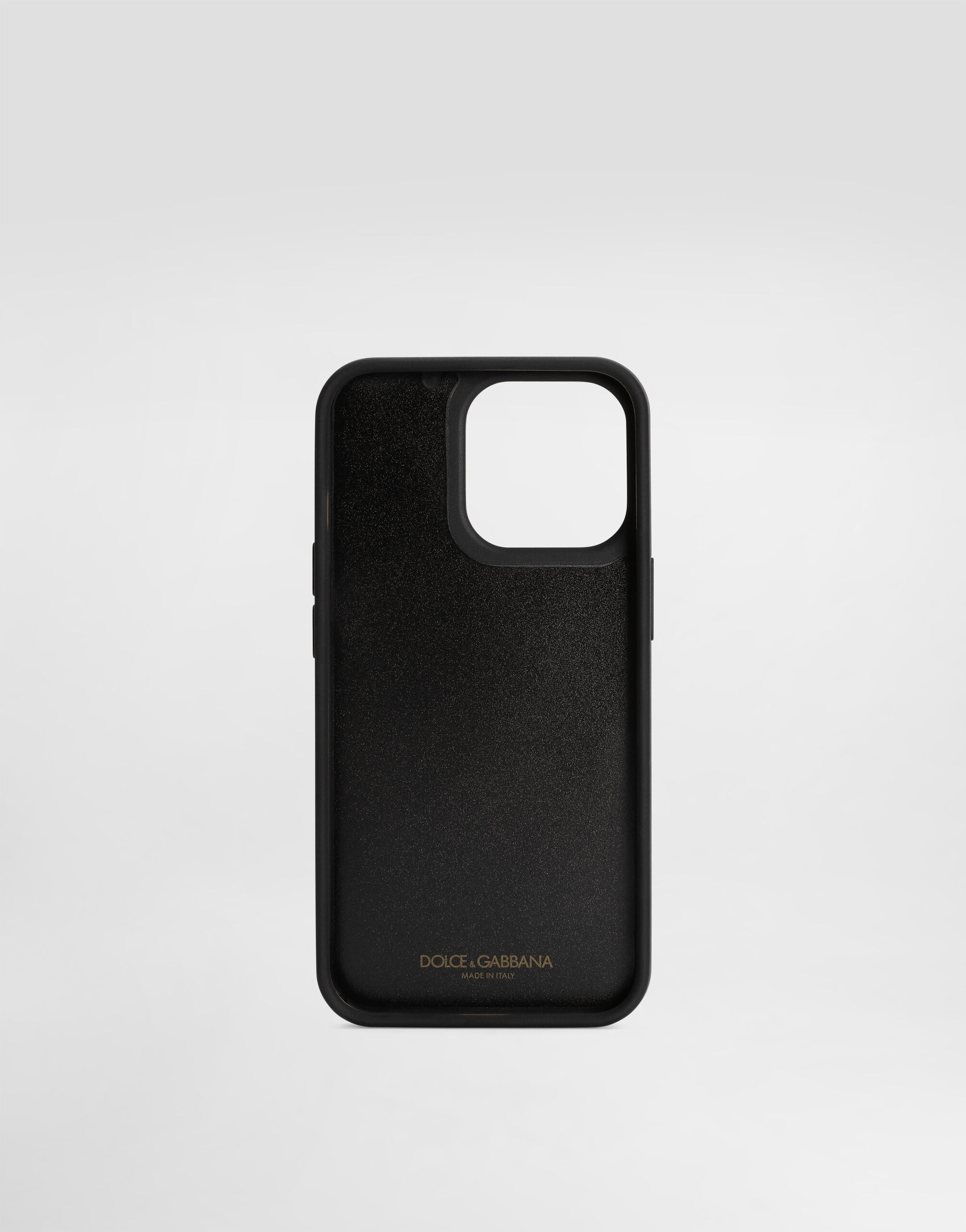 DOLCE&GABBANA iPhone13pro スマホケース ブラックのメンズ iPhone 13 Pro カバー カーフスキン ロゴプリント