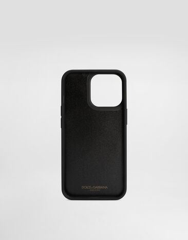 Dolce & Gabbana Calfskin iPhone 13 Pro cover with logo tag Black BP3135AG219