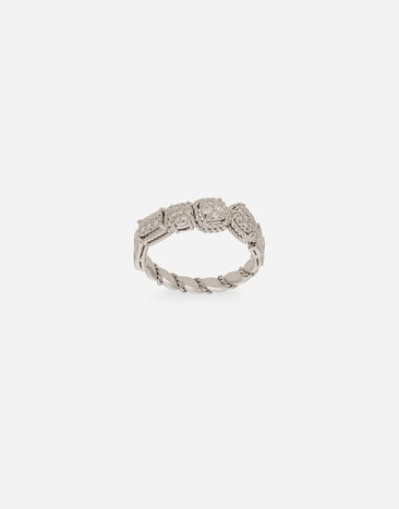 Dolce & Gabbana Anillo Easy Diamond en oro blanco de 18 kt con pavé de diamantes Blanco WRQA1GWSPBL