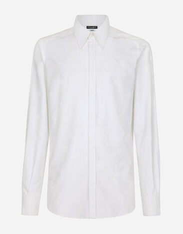 Dolce&Gabbana Cotton jacquard Martini-fit shirt with DG Monogram Multicolor G5JE8TFR5ZE