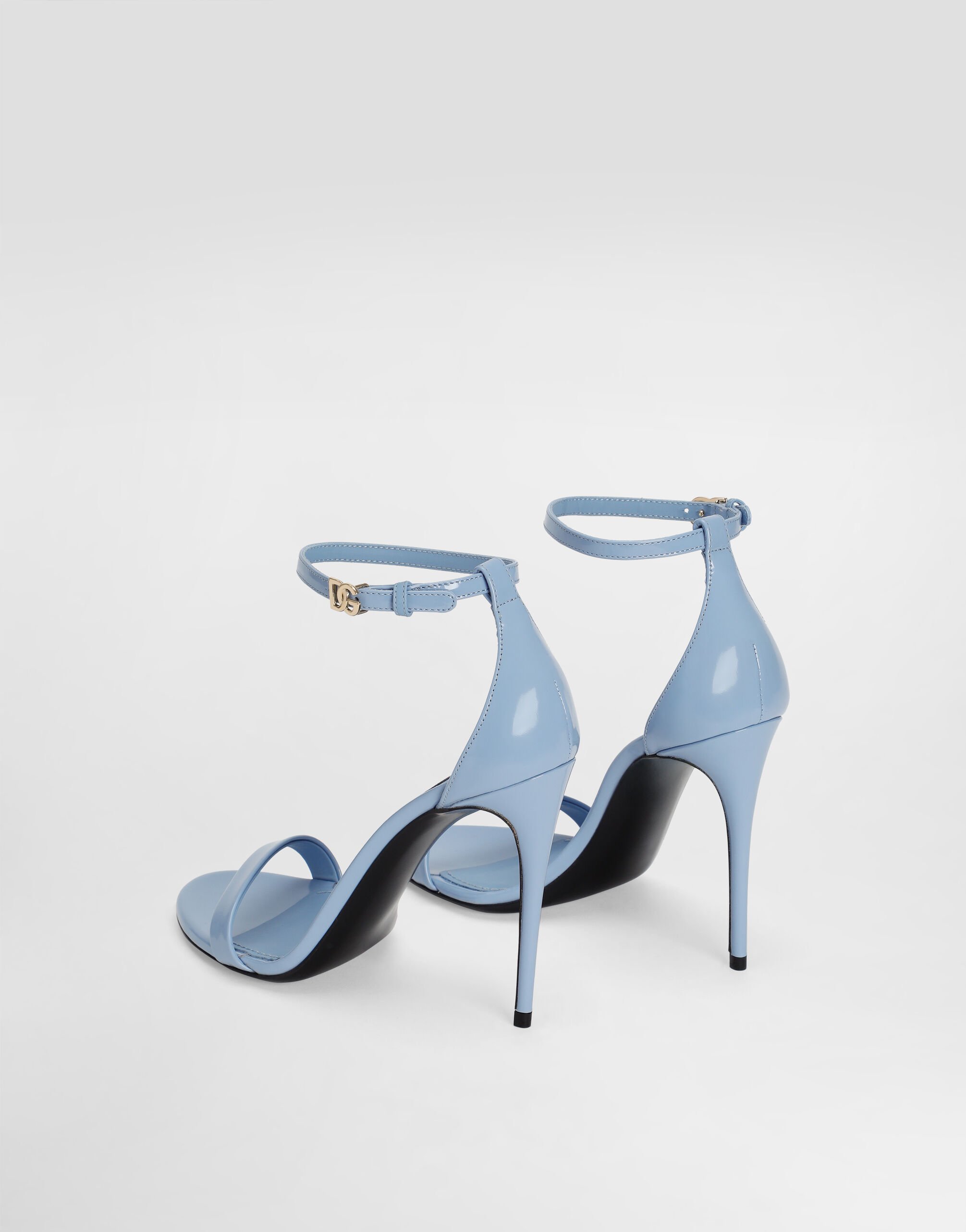 Polished calfskin sandals in Light Blue for Women