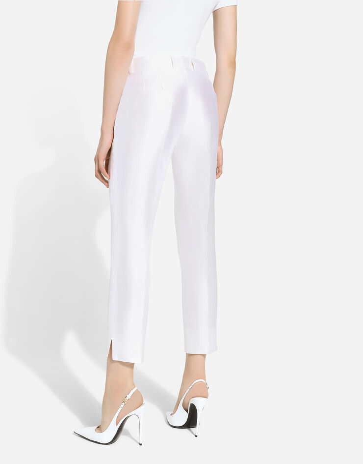 Dolce & Gabbana Pantalón sastre en mikado de seda Blanco FTC1STFU1L6