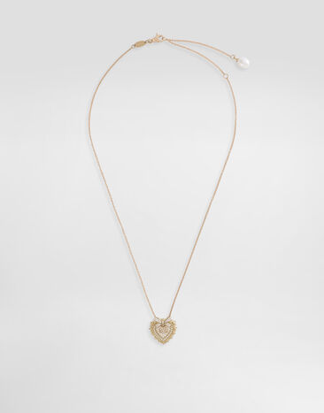 Dolce & Gabbana Devotion necklace in 18kt yellow gold with diamonds and fresh water pearl Gold WNND2GWYEDI
