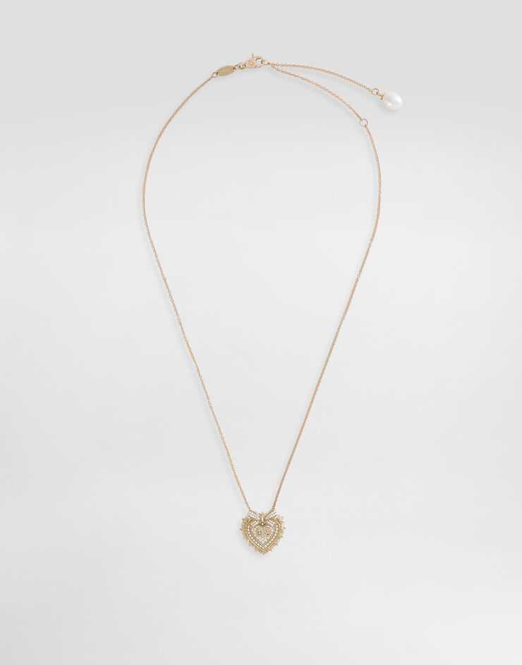 Dolce & Gabbana Devotion necklace in 18kt yellow gold with diamonds and fresh water pearl Gold WNND2GWYEDI