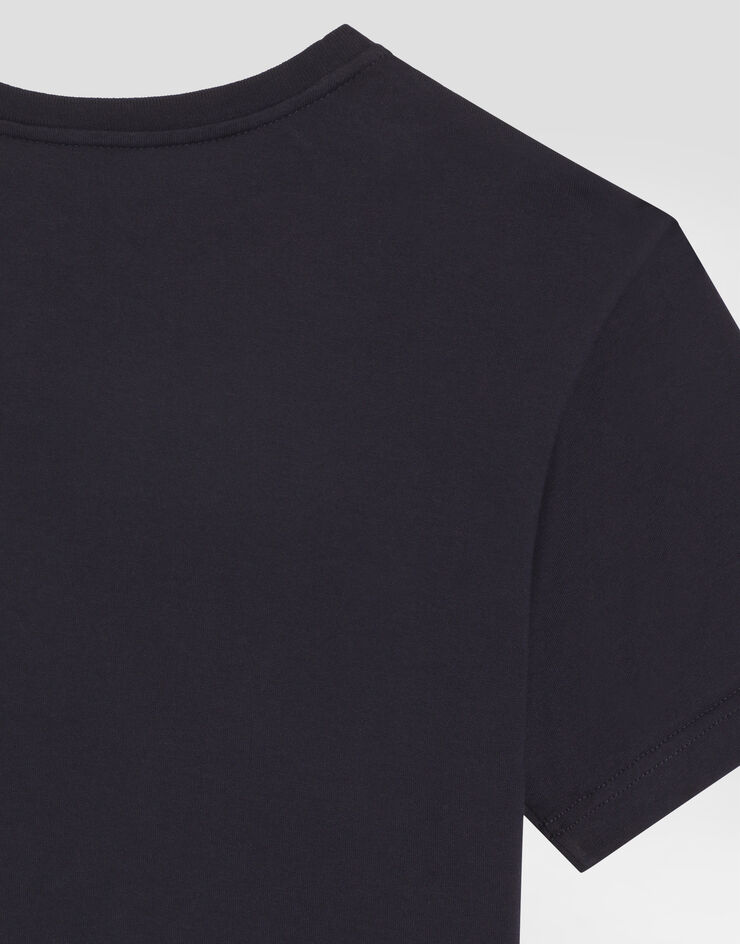 Dolce & Gabbana Jerseyt-shirt with DG embossed logo Blue L4JTHVG7PGZ