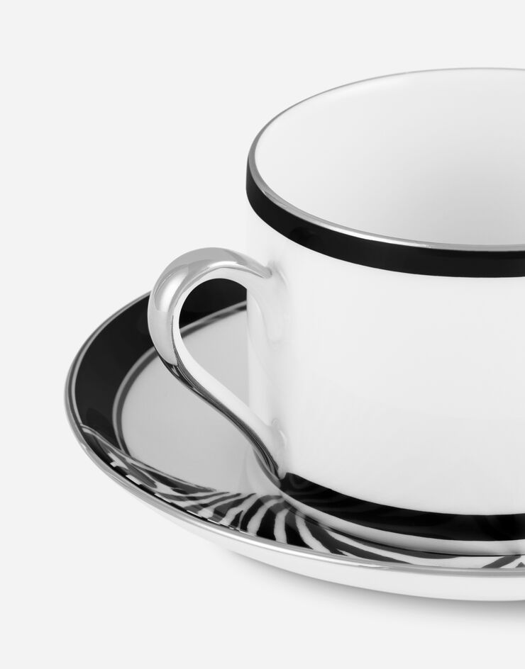 Dolce & Gabbana Tasse à Thé avec Soucoupe en Porcelaine Multicolore TC0093TCAH3