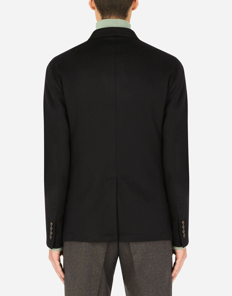 Dolce & Gabbana Unstrukturierte zweireihige Jacke aus Kaschmir Blau G2JY7TFU2AX
