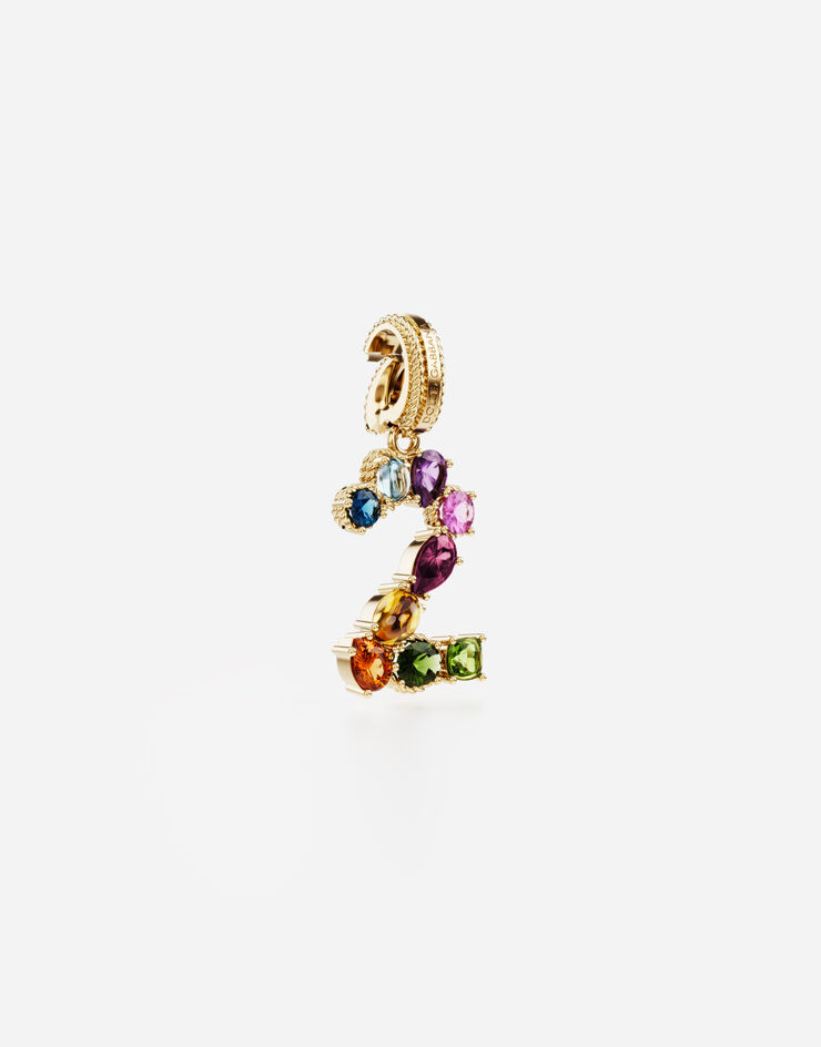 Dolce & Gabbana 18 kt yellow gold rainbow pendant  with multicolor finegemstones representing number 2 Yellow gold WAPR1GWMIX2