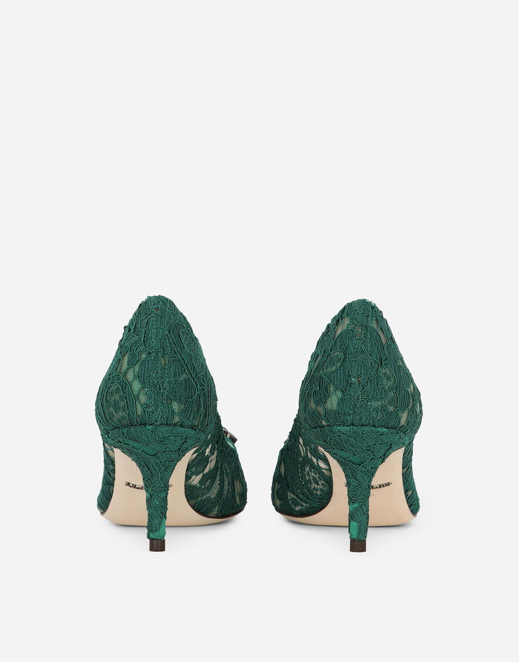 Dolce & Gabbana Lace rainbow pumps with brooch detailing Green CD0066AL198