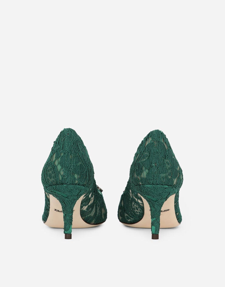 Dolce & Gabbana Zapato de salón rainbow de encaje con broche Verde CD0066AL198