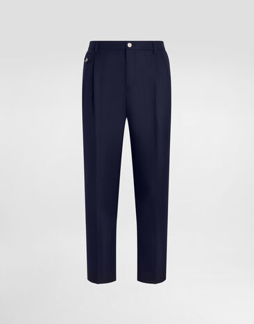 Dolce & Gabbana Wool pants with double darts Blue GV4EETFM2GU
