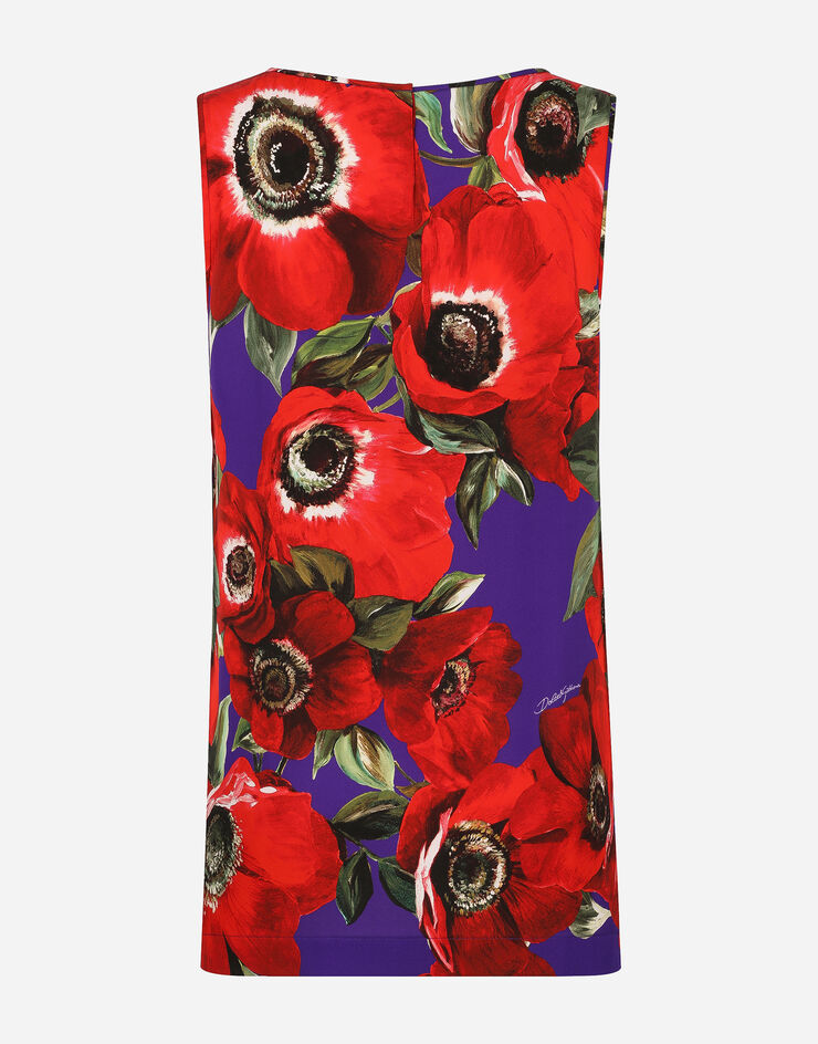 Dolce & Gabbana Top canotta in charmeuse stampa fiore anemone Stampa F779CTFSA55