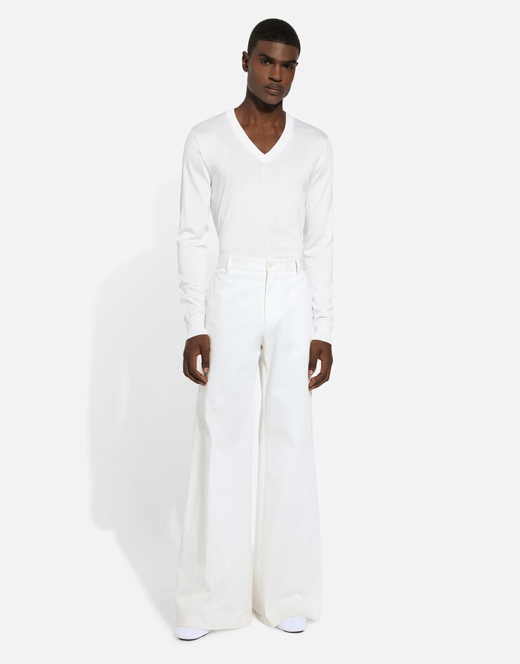 Dolce & Gabbana Silk v-neck sweater White GXY07TJBSIM