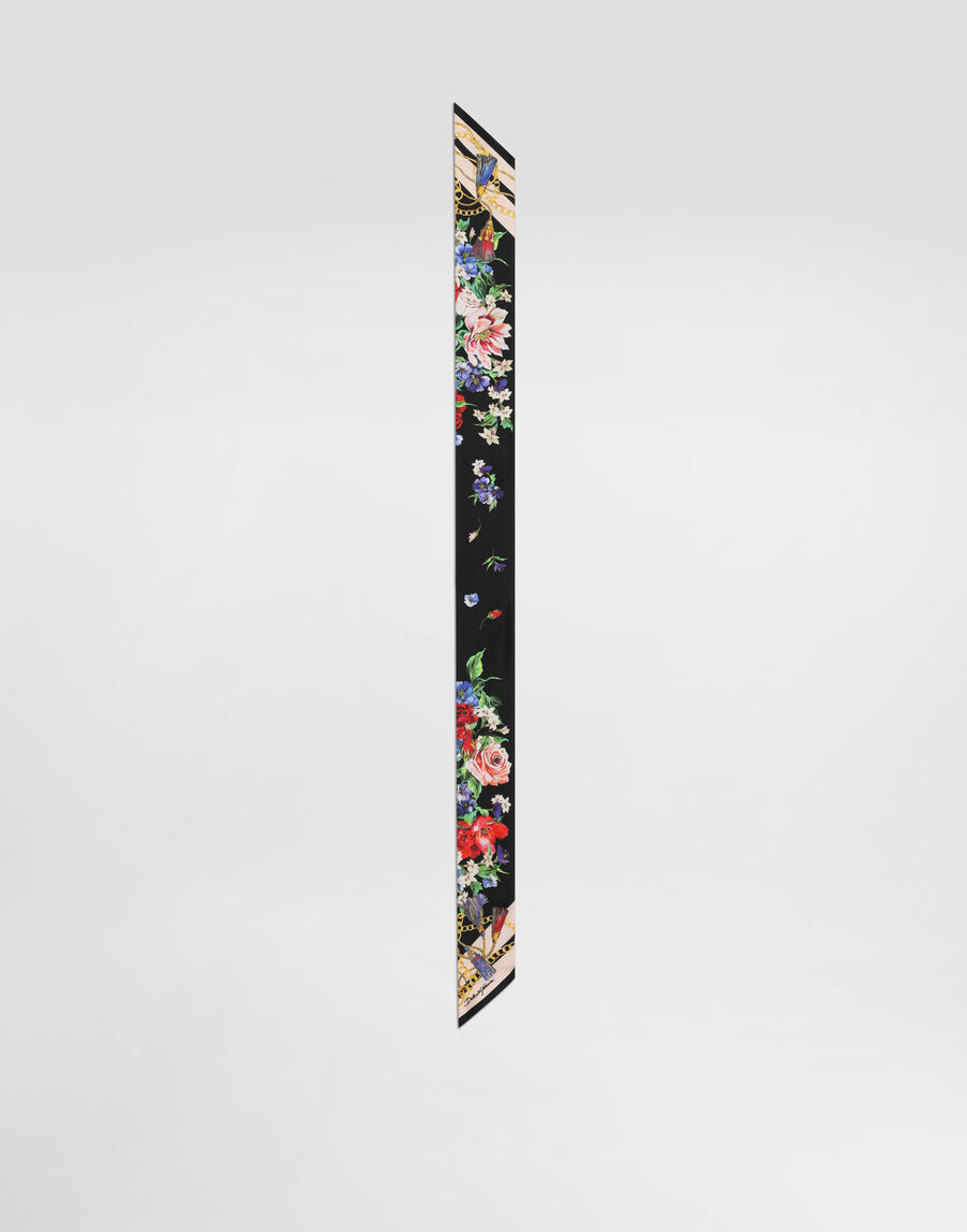 Floral-print twill headscarf (6x100)