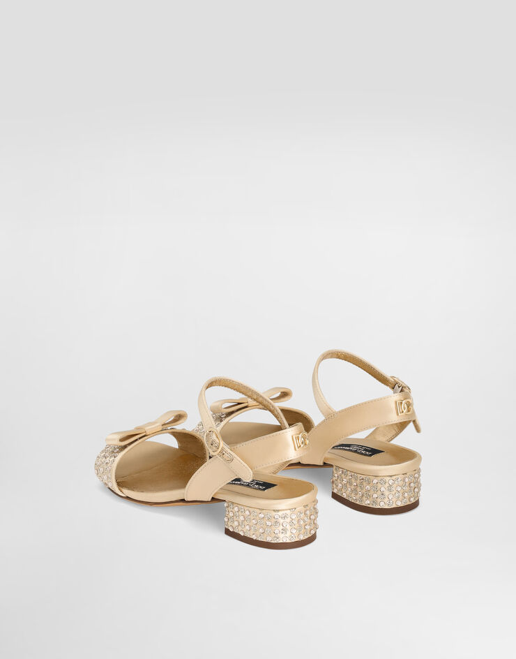 Dolce & Gabbana Satin sandals with glittery polka-dots and rhinestones Gold D11305A4772