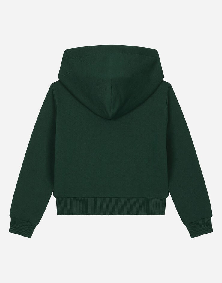 Dolce & Gabbana Felpa zip con cappuccio placca logo Verde L4JWIDG7M4R