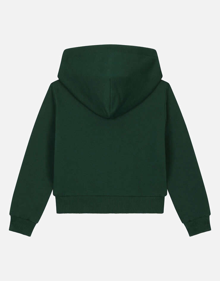 Dolce & Gabbana Sweat-shirt zippé avec capuche et plaquette à logo Vert L4JWIDG7M4R