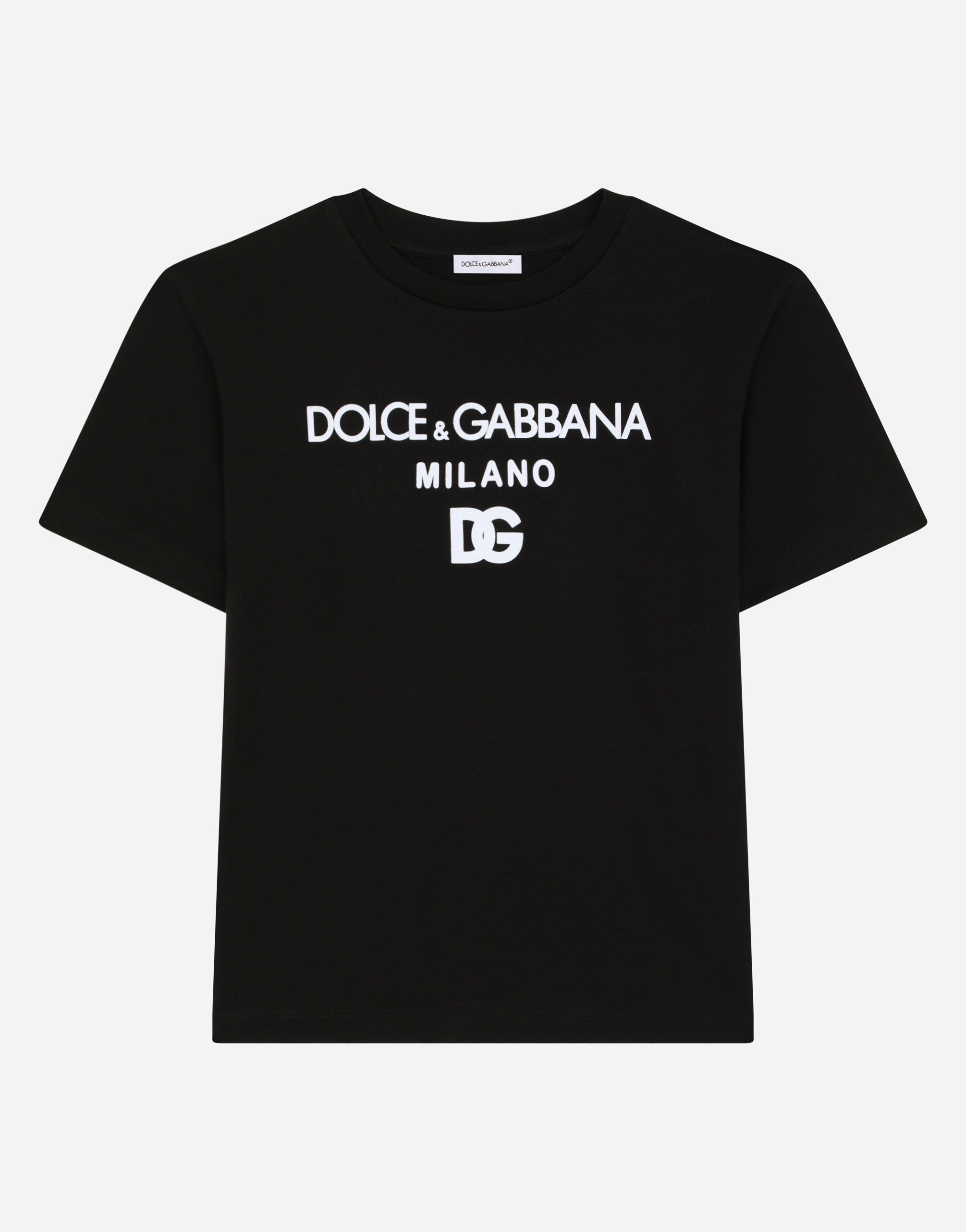 Dolce & Gabbana Jersey T-shirt with DG Milano logo Black L4JTEYG7CD8