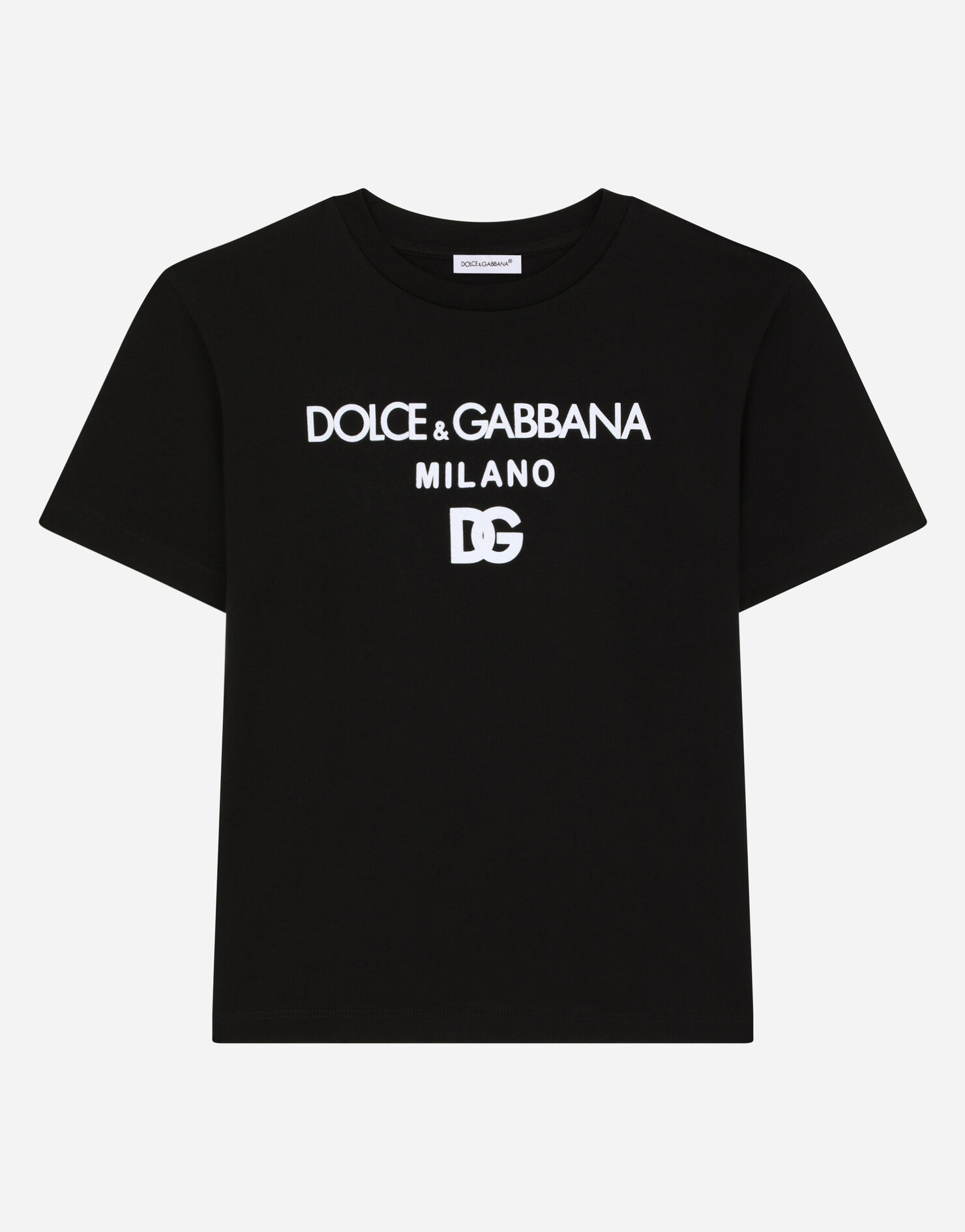 Jersey T-shirt with DG Milano logo in Black for for Boys | Dolce&Gabbana®
