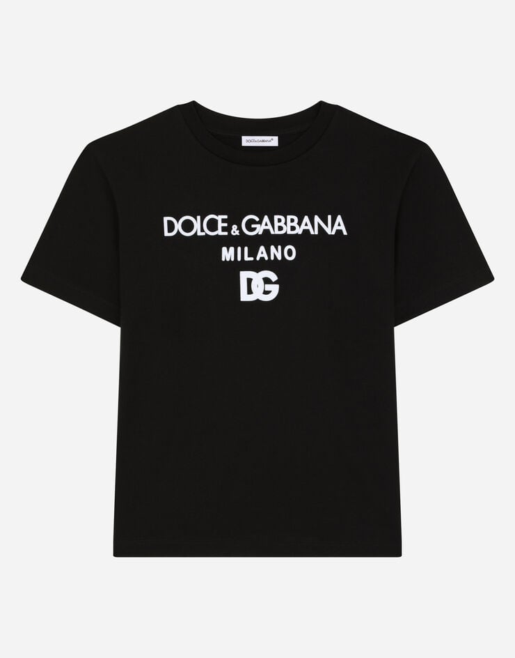 Dolce & Gabbana T-Shirt aus Jersey mit Logo DG Milano Schwarz L4JTEYG7CD8