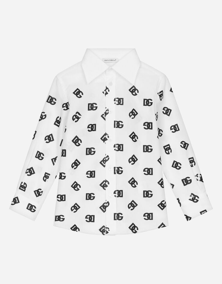 Dolce & Gabbana Hemd aus Popeline DG-Logo Weiss L43S63G7E6A