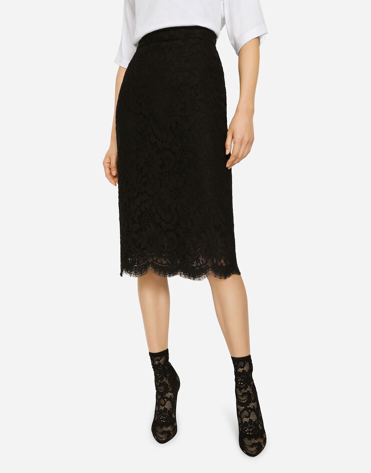 Dolce & Gabbana Lace midi skirt Black F4BSQTFLM8X