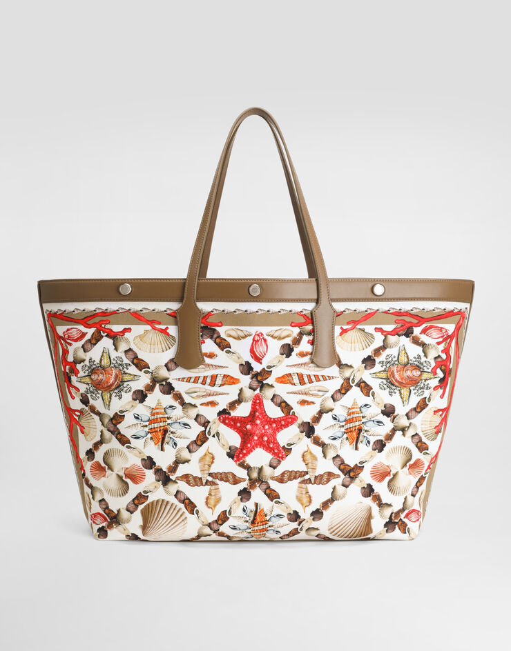 Dolce & Gabbana Shell-print canvas and calfskin atene shopping bag Multicolor BM7806AG665