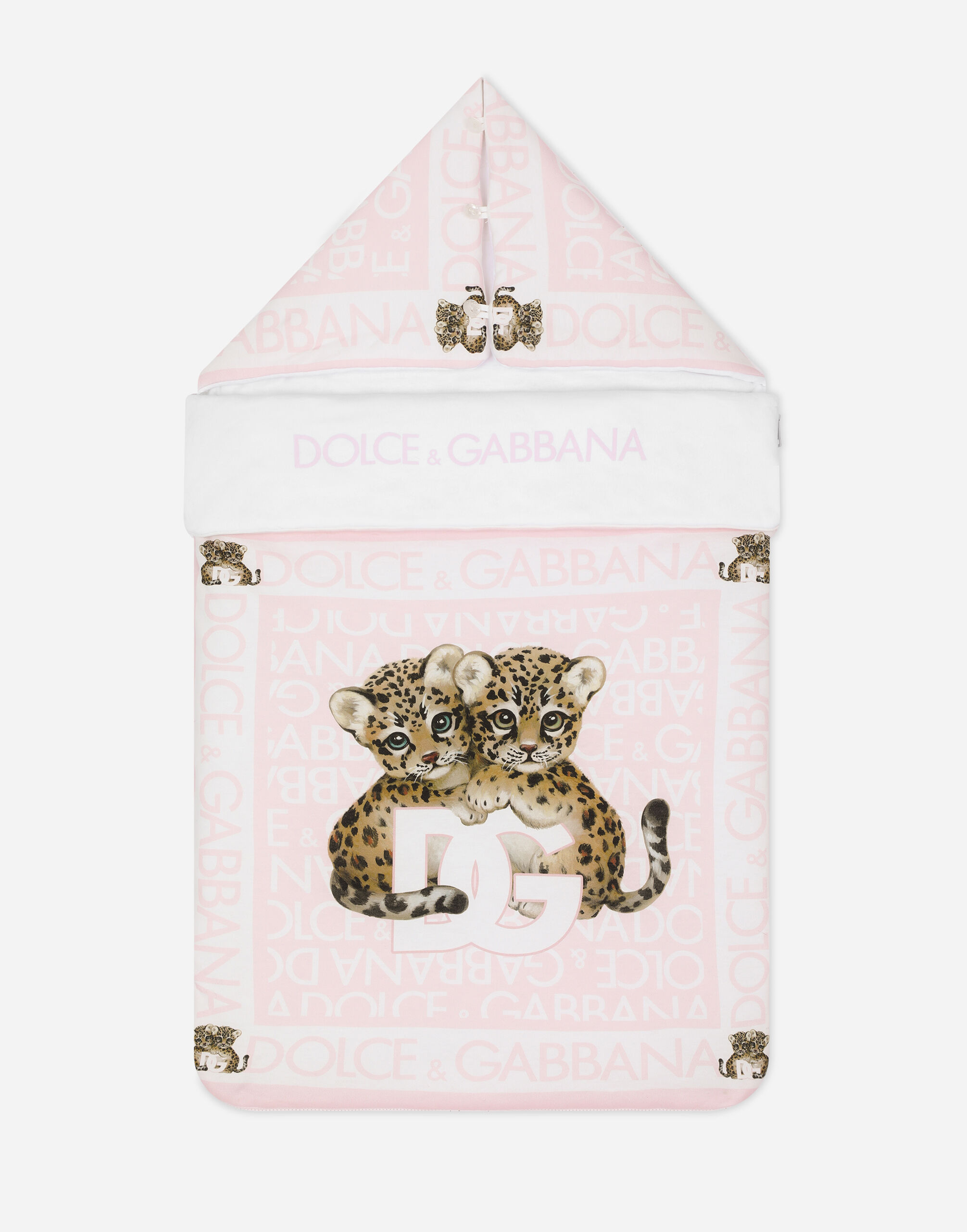 Dolce & Gabbana Jersey sleep sack with all-over logo print Azul Claro LNJAD8G7L0T