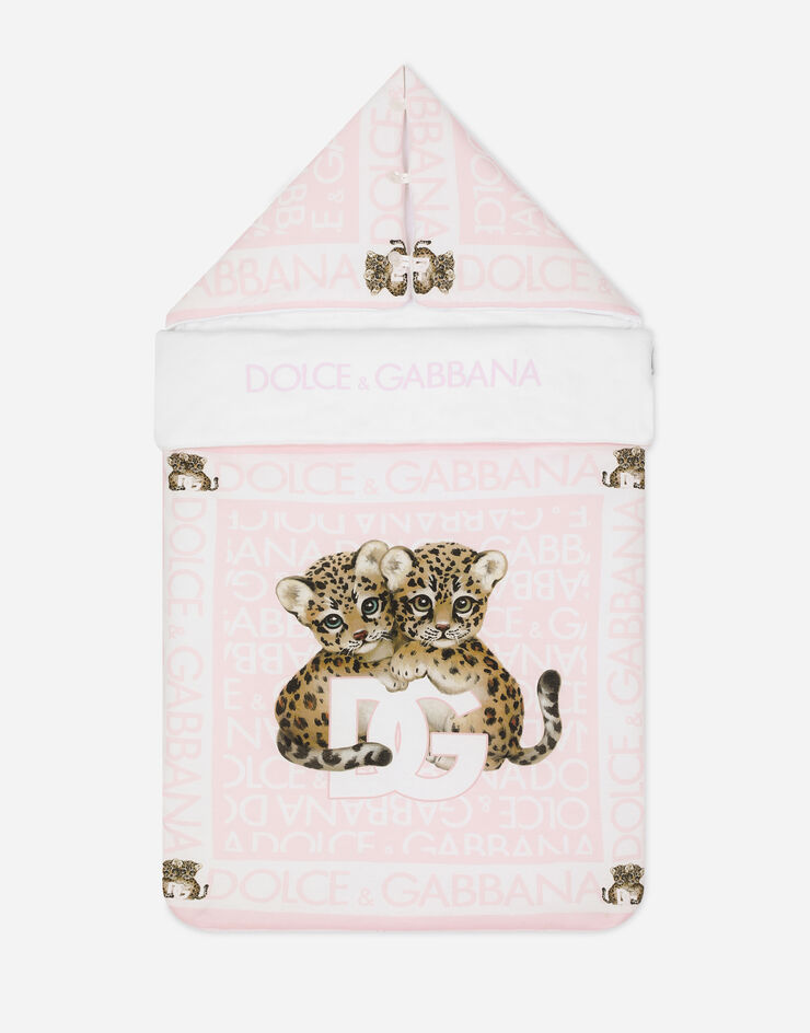 Dolce&Gabbana كيس نوم جيرسي بطبعة شعار على كامل القطعة وردي LNJAD8G7KQ9