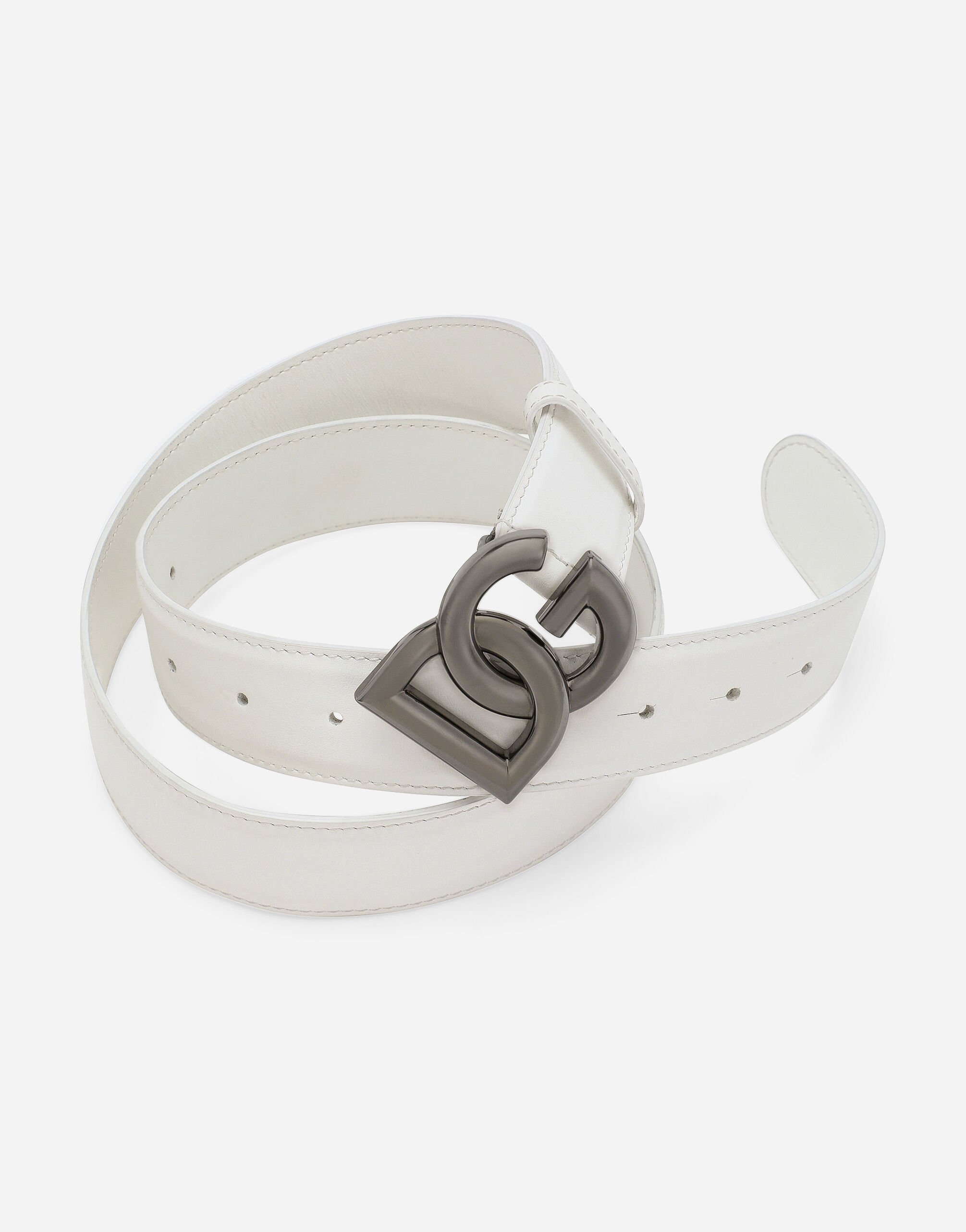 Belt with DG logo buckle in White for Dolce Gabbana US