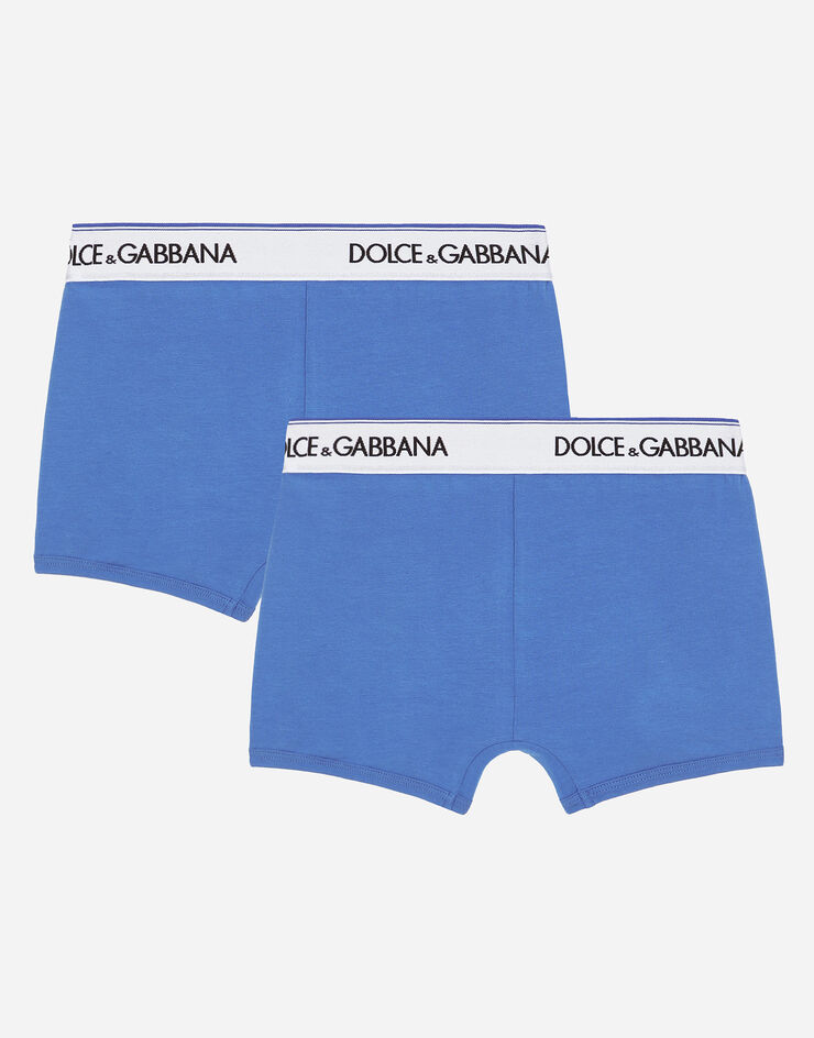 Dolce & Gabbana 徽标弹力饰带平纹针织平角裤（两件入） 蓝 L4J701G7M5S