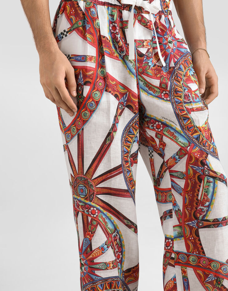 Dolce & Gabbana Carretto-print linen jogging trousers Multicolor GP077TFS4H2