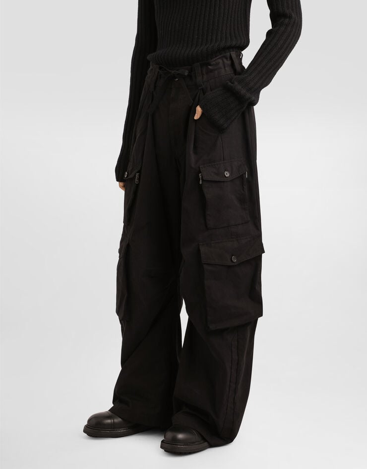 Dolce & Gabbana Cargohose aus Faille  Black GP15UTHUMS8