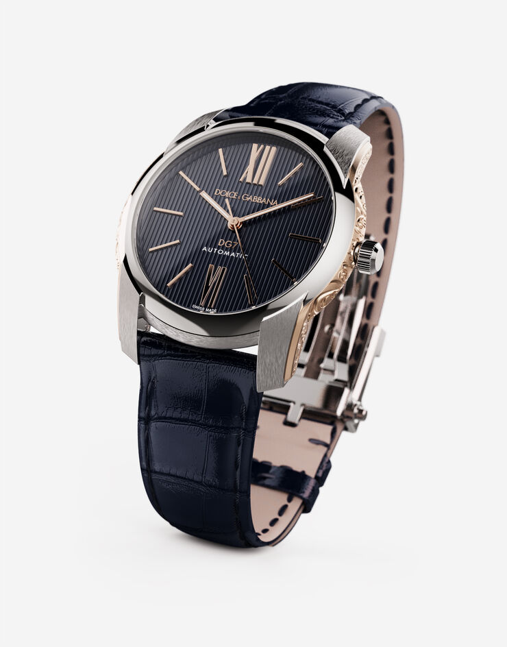 Dolce & Gabbana Reloj DG7 en acero con laterales grabados en oro Azul WWEE1MWWS08