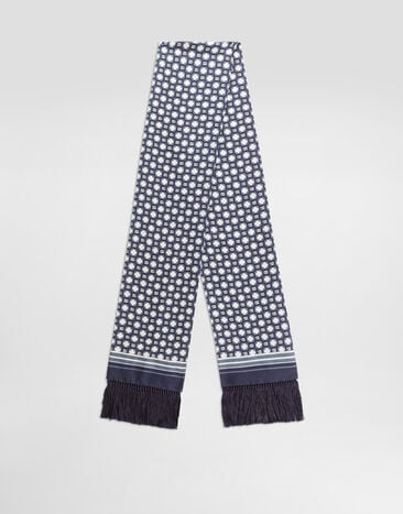 Dolce & Gabbana Silk twill scarf with micro-design and logo Multicolor GQ214EG0WUZ