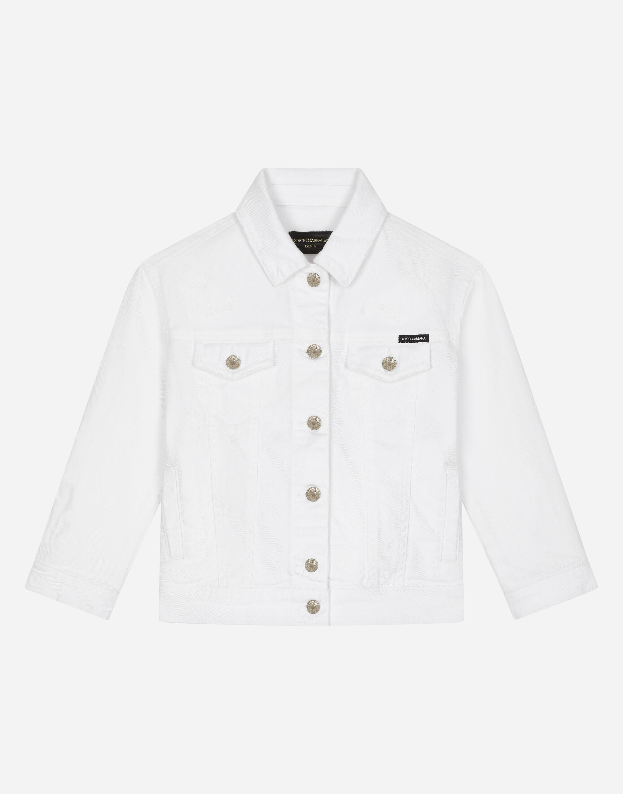 Dolce & Gabbana Blouson en denim stretch blanc Imprimé L5JC13ISMGV