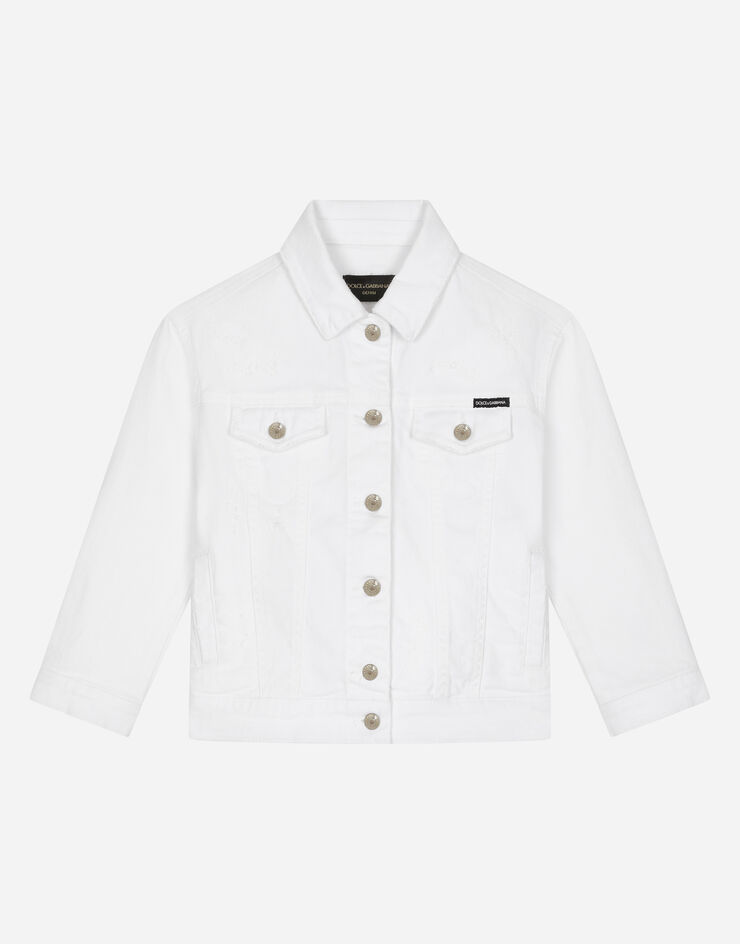 Dolce & Gabbana Jacke aus weißem Stretchdenim Weiss L51B74LDA84